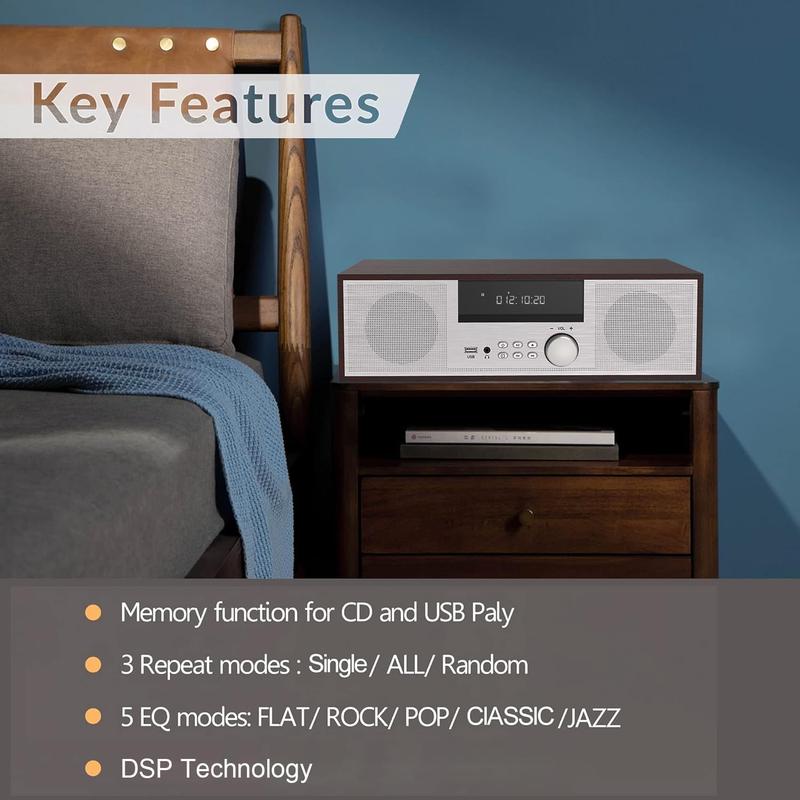 Sistema de Prateleira Estéreo LONPOO LP-816 40W RMS com Bluetooth